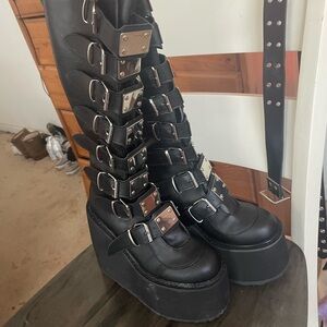 Demonia platforms, vegan leather, black